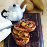 French Toast with Caramelised Beurre Bosc Pears and Maple Syrup