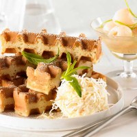 Coconut, Lime Zest and Lychee Syrup Waffle