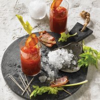 Smoky Bloody Mary with Celery Heart and Smoked Bacon