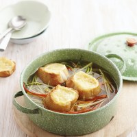 Fresh Vegetable Soup with Cheese Toasts