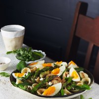 Pasta Salad with Eggs, Peas, Rocket and Asparagus