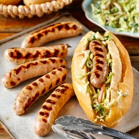 Pork Sausage Banh Mi with Cabbage and Apple Slaw