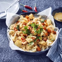 Roasted Carrot and Cauliflower with Creamy Curry Dressing