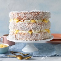 Lamington Cake with Lemon Curd and Cream