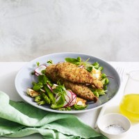 Chicken Breast Strips with Asparagus and Haloumi Salad