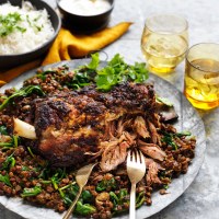 Korma Marinated Lamb Shoulder with Spinach Lentils