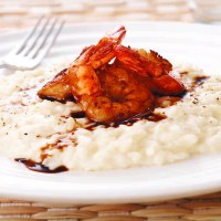 Parmesan Risotto with Garlic Butter Prawns