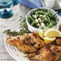Greek Lemon Spatchcock with Beans and Feta