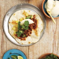 Slow Cooked Pork, Pineapple and Sour Cream Tacos