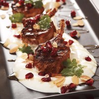 Middle Eastern Lamb Cutlets with Garlic Yoghurt, Honey and Almonds