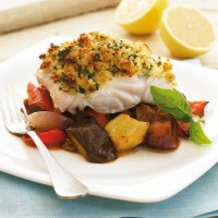 Parmesan Crusted Baked Fish with Ratatouillle