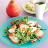Pear, Prawns, Green Bean and Bocconcini Salad with Salsa Verde
