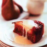 Upside Down Pear Pudding with Vanilla Custard
