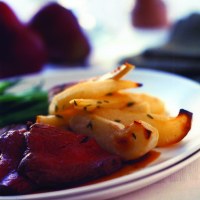Roasted Pears and Parsnips with Beef Fillet