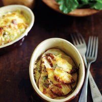 Gratin of Potato, Beurre Bosc Pear and Blue Cheese with a Wild Rocket Salad