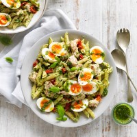 Pesto, Tuna and Egg Pasta Salad