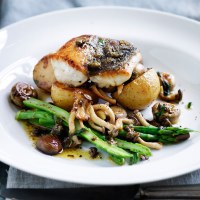 Snapper Fillets with Sauteed Mixed Mushrooms and Roasted Potatoes