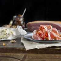 Prosciutto Platter with Marinated White Figs and Gorgonzola