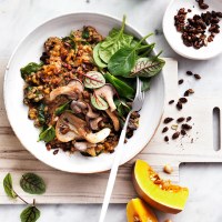 Pumpkin Risotto with Mushrooms and Toasted Seed Sprinkle