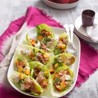 Turkey, Nectarine and Walnut Salad in Lettuce Cups