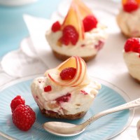 Peach and Raspberry Chilled Cheesecakes
