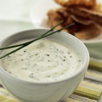 Garlic and Chive Dip with Pita Chips
