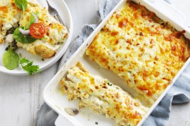 Chicken and Mushroom Crepe Bake