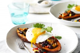 Mexican Filled Sweet Potatoes with Egg