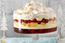 Epic raspberry trifle with meringue top