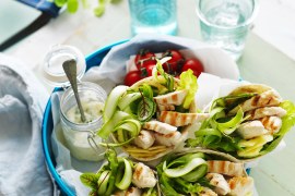 Chicken, Mint & Asparagus Salad Wraps