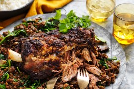 Korma Marinated Lamb Shoulder with Spinach Lentils