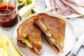 Chutney, Leg Ham, Pear and Swiss Cheese Toasties