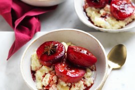 Roasted Plums with Creamy Rice Pudding