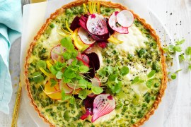 Vegetable tart with mixed beet salad