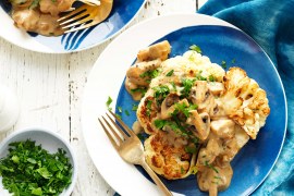 Roasted Cauliflower Steaks with Mushroom Sauce