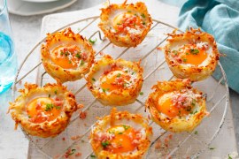 Hash brown ham and egg nests