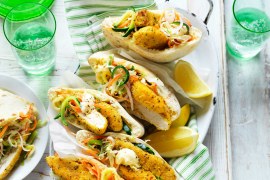 Lemon and Pepper Chicken, Zucchini Slaw Pitas