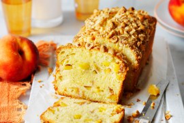 Peach, coconut and hazelnut loaf