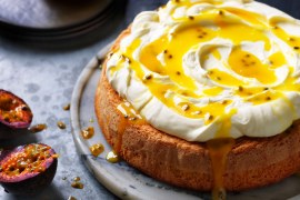 Sponge Cake with Cream and Passionfruit Curd