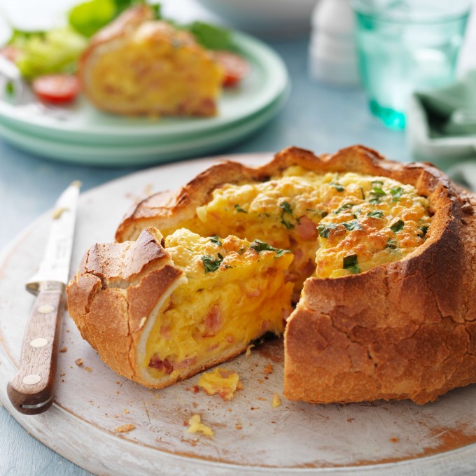 Cheese And Bacon Quiche In A Cob Recipe Myfoodbook This cheese and bacon quiche will take your stuffed cob recipe to the next level! cheese and bacon quiche in a cob