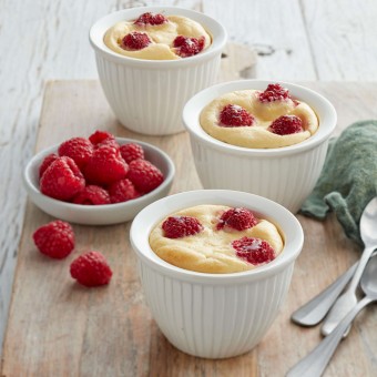 Baked Ricotta and Raspberry Puddings