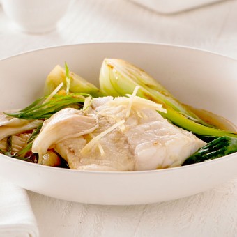 Steamed Fish with Ginger & Oyster Mushrooms