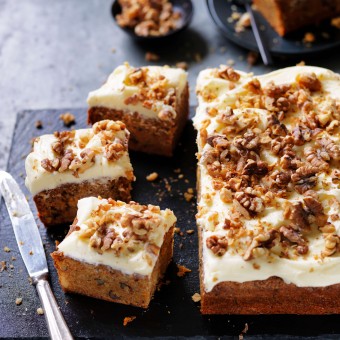 Moist Carrot cake with walnuts and classic cream cheese frosting