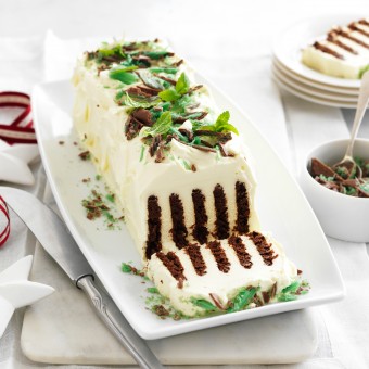 Chocolate ripple cake recipe with Choc Mint topping