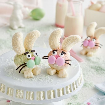 White Chocolate crackle Easter bunny head desserts