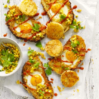 Cheesy Egg in the Hole with Corn Salsa