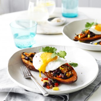 Mexican Filled Sweet Potatoes with Egg