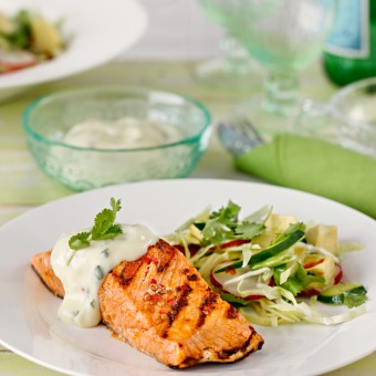 Mexican Inspired Grilled Salmon with Garlic Aioli