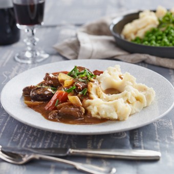 Braised Beef and Beer with White Bean Mash Recipe made with Vegemite