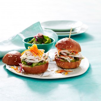 Herbed Chicken Breast Sliders with Cucumber and Red Onion Relish